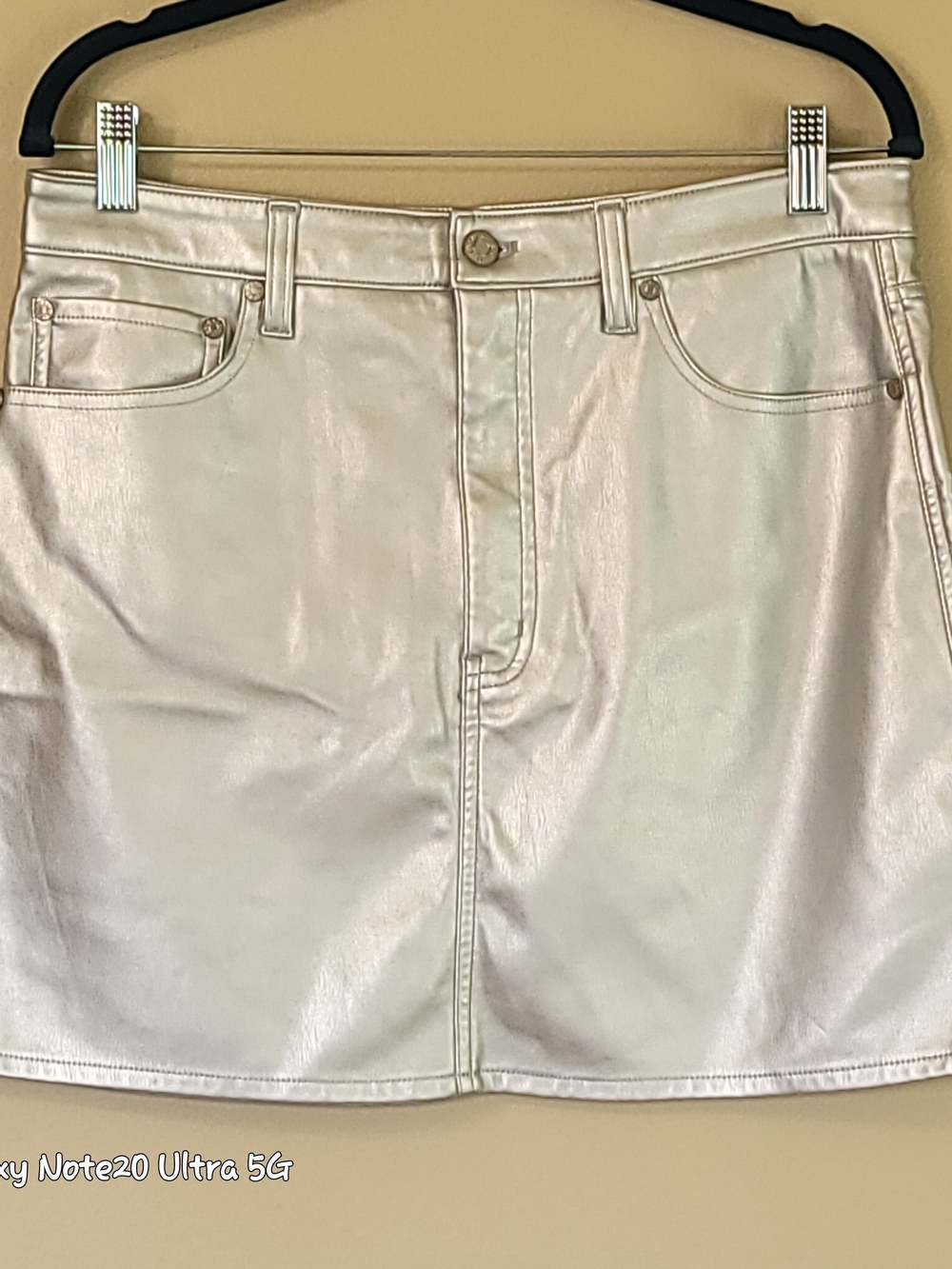 DAZE Denim Stash Metallic Mini Skirt Flash Silver Faux Leather Size 30 NWOT